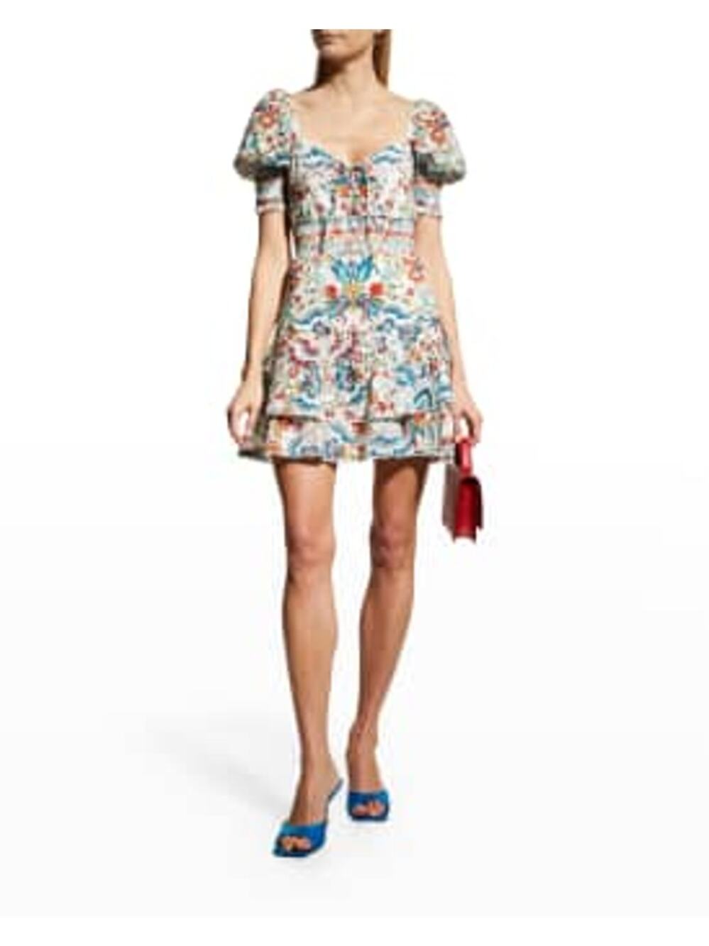 alice + olivia Crawford Sweetheart Mini Dress Floral Cotton Eyelet Size 10